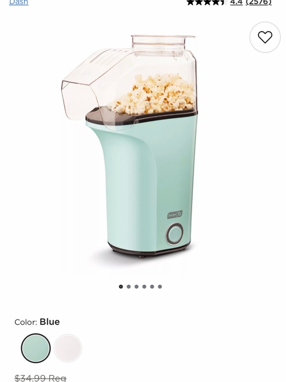 Retro-Style Hot Air Popcorn Maker in Light Blue